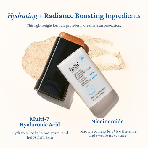 Belif Aqua Bomb Sunscreen Stick SPF 50+ | Lightweight Korean Face Sunstick with Niacinamide & Hyaluronic Acid, 0.63 oz