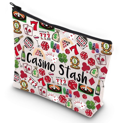 G2TUP Casino Gambling Makeup Bag Casino Stash Accessory Pouch Sevens Zipper Bag for Gambler (Casino New M)