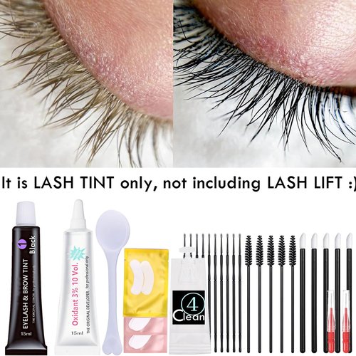 Skiennix Black Lash Tint Kit - Keratin Eyelash & Eyebrow Dye for 6-Week Voluminous Tinting