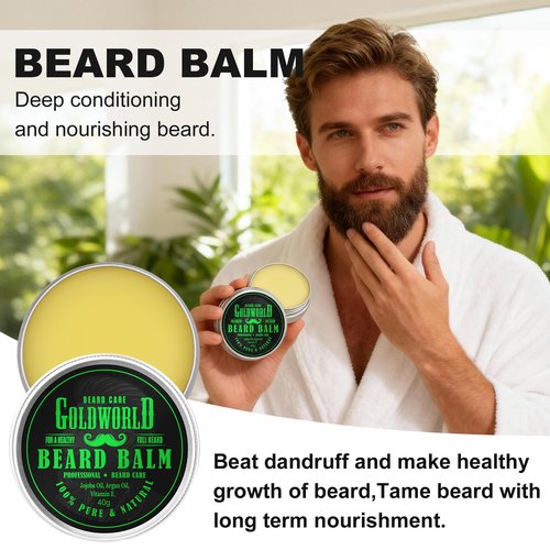 Beard Kit Beard Grooming Kit w/Beard Oil Balm Brush Comb Scissor e-Book Christmas Stocking Stuffers Gifts Ideas for Men Him Dad Boyfriend Husband Mens