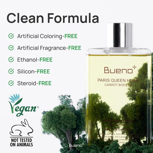 Bueno Paris Carrot Body Oil - Hydrates & Protects Skin with Carrot Extract | 6.7 Fl Oz