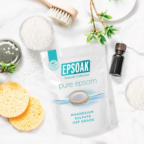 Epsoak Epsom Salt 10 lb. Magnesium Sulfate USP. (Qty. 2 x 5 lb. Bags) Resealable Epsom Salt Bag Unscented, Made in The USA, Cruelty-Free Certified