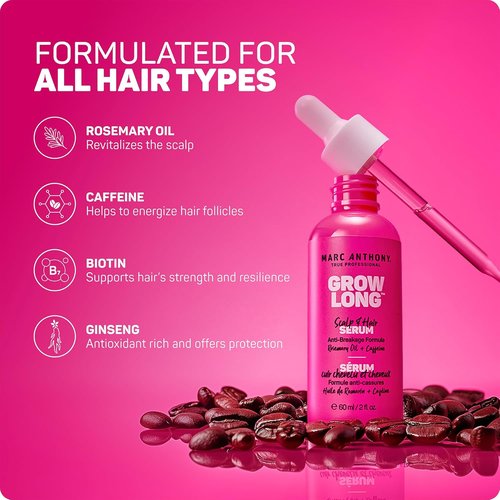 Marc Anthony Grow Long Scalp & Hair Serum - Nourishing Anti-Breakage Formula for Stronger, Hydrated Hair - 2 fl oz