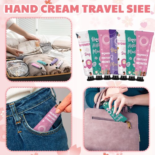 Loopeer 48 Pcs Women's History Month Hand Cream Gifts Bulk Double Sided International Women's Day Empowerment Hand Lotion Set Feminism Equality Empowerment Gifts for Female Ladies