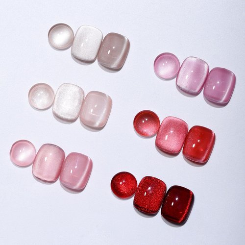 GELLAKTIK Cat Eye Gel Nail Polish Set, 6 Colors 12ML Spring Summer Glitter Magnetic Nail Polish Gel with Magnet, Soak Off UV LED for Home Salon Manicure Gift for Women