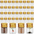 Tessco for you 100 Pcs 5 ml Mini Glass Bottles with Aluminum Cap Tiny Jars Mini Glass Jars Small Clear Vials with Screw Caps Tiny Containers for DIY Craft Storage (Gold)