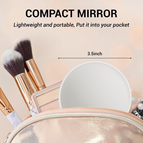 Magnifying Mirror, 10X & 20X & 30X Set, Magnified Mirrors 3.5" with Two Suction Cups, Travel Magnifying Mirror Set Comes with Portable Storage Bag, Compact Small Magnified Mirrors for Travel(White)