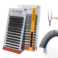 NAGARAKU U Eyelash Extensions Supplies 2D UU Lash Easy Fan Russian Volume Crisscross Eyelashes Handwoven U Shaped Mesh Wispy Clusters 12 Rows Eye Lashes Matte Black - 0.07C Curl 8-15 Mix