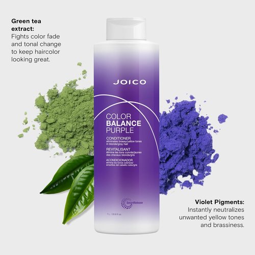 Joico Color Balance Purple Conditioner - Eliminate Brassy Tones & Boost Shine | For Cool Blonde & Gray Hair | UV Protection