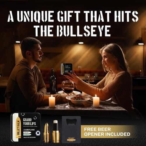 Bullet Lip Balm for Men (Vanilla & Peppermint) – Cool Gifts for Gun Owners, Unique Gifts for Men, Tactical Gifts for Dad, All-Natural Moisturizing Lip Care