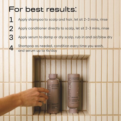 Jupiter Anti-Dandruff Shampoo | Nourishing Conditioner & Serum for Flaky, Itchy Scalp - Color-Safe, Sulfate-Free