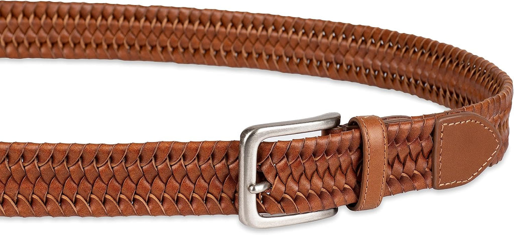 Tommy Bahama Men's Braided Leather Belt - Fully Adjustable Comfort Design for Everyday Wear