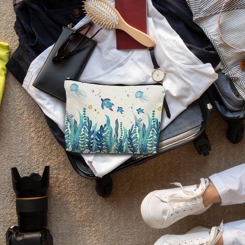 ignytiger Sea Turtle Gifts Makeup Bag, Ocean Turtle Gifts for Women, Turtles Cosmetic Bag Coastal Beach Makeup Bag Pouch