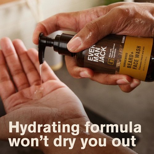 Every Man Jack Sandalwood Beard Wash - Cleanse and Hydrate for a Healthier Beard - 6.7 oz | Naturally Derived Ingredients