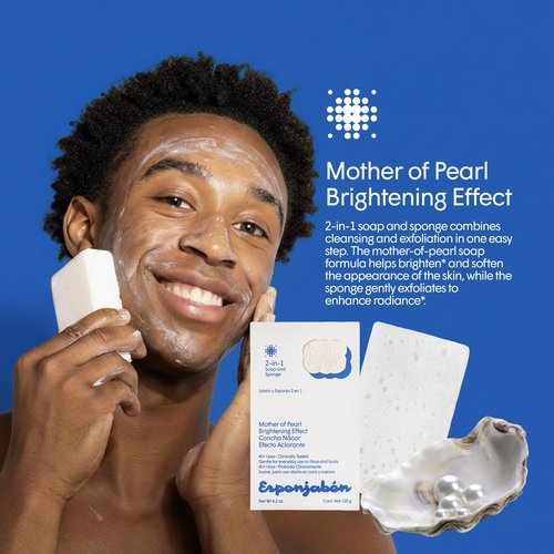 T.Taio Esponjabon Mother of Pearl and Pore-Cleansing Soap Sponges — Shower Scrubbers That Remove Oil and Dirt — Sponges to Scrub Foot, Elbow, and Face — Bathroom Accessories — Fresh Scent (2-Pack)