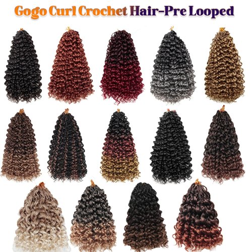 Gogo Curl Crochet Hair 8 Packs Ocean Wave Crochet Hair Pre Looped Long Deep Wave Hair Extension Synthetic Braiding Hair for Women Natural Black 24 Inch Color 1B