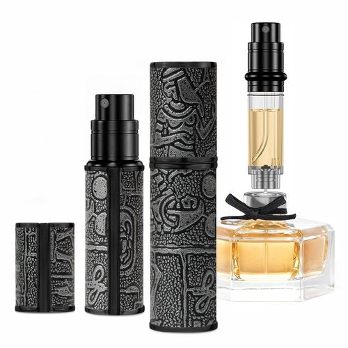 muilsae Perfume Spray Bottle 5ml, Ancient Print Leather Refillable Dispenser Bottom Fill Fragrance Scent Container, Portable and Leak-proof Suitable for Traveling & Outgoing, AG00CQ (Egypt Print)