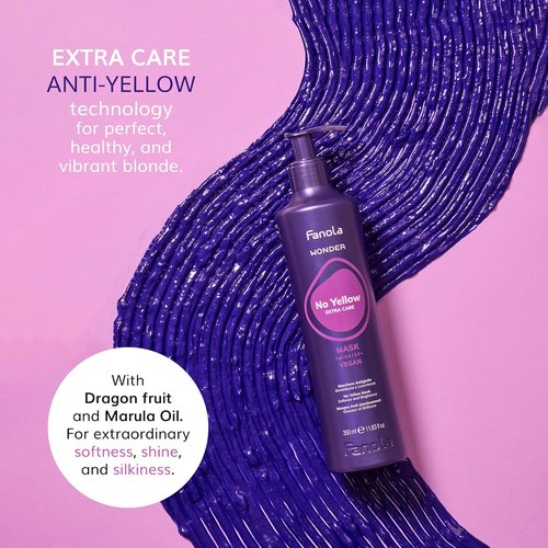 Fanola Wonder No Yellow Purple Hair Mask - Deep Conditioning for Blonde & Grey Hair - 3.38 Ounce