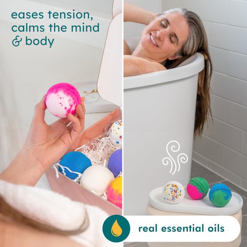 Anovina Bath Bombs for Women & Men – Natural, Non-Toxic & Organic Bath Bomb Gift Set – Relaxing Spa Fizzies for Sensitive Skin – Handmade Bath Bombs Set for Adults, Kids & Holiday Gifts
