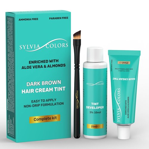 Regine Switzerland Dark Brown Hair Tint Kit - Waterproof Root Touch-Up Color, 25ml, Lasts 4-6 Weeks