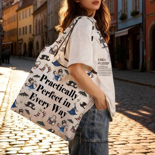 JXGZSO Mary Quote Makeup Bag Zipper Bag Practically Perfect in Every Way Movie Inspired Gift (Practically Perfect In Every Way Folding Shopping Bag)