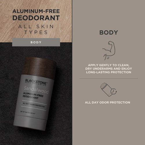 Blackstone Men's Grooming Deodorant - Aluminum-Free, Long-Lasting Odor Protection | Sandalwood (2.82 oz)