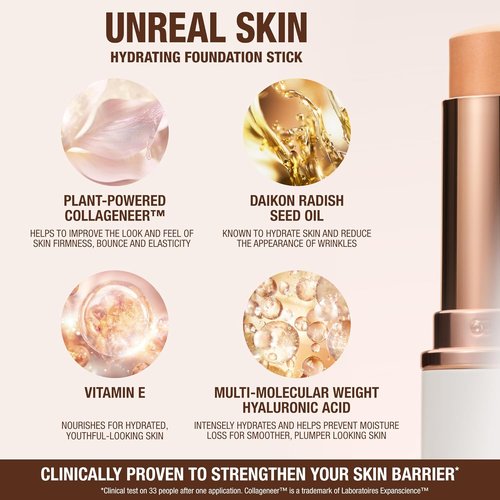 Charlotte Tilbury Unreal Skin Tint - Hydrating Cream Foundation Stick for Sheer-to-Light Coverage | Blurring & Nourishing Formula