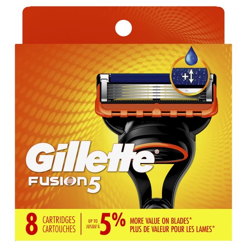 Gillette Fusion5 Mens Razor Blade Refills, 8 Count, Lubrastrip for a More Comfortable Shave