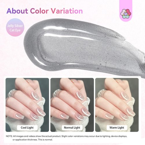 SAVILAND Glazed Nails One-Step Gel Nail Polish: 0.5 OZ Cat Eye Gel Polish Art Pen 5-in-1 Jelly Silver One-Min Formula 15 ML Color Builder Base & Top Polish Reinforcement Magnetic Nail Polish Art DIY