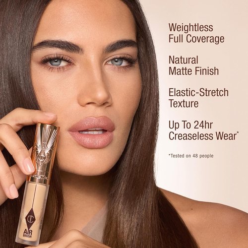 Charlotte Tilbury AIRbrush Flawless Blur Concealer - Longwear, Hydrating & Crease-Proof Formula for Dark Circles & Blemishes - Full Coverage, Natural Matte Finish