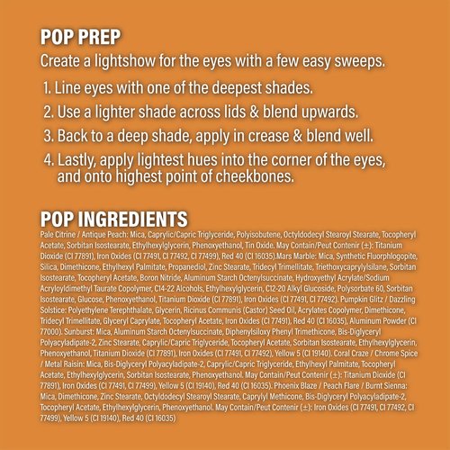 POP Beauty Lightshow Palette - Fire Fit | 12 Richly-Pigmented Eyeshadows in Matte, Metallic, Satin & Glitter Finishes