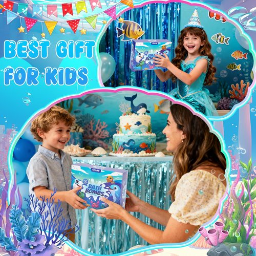 Toylink Ocean Bath Bombs for Kids with Toys Inside, 12 Pack Kids Shell Bath Bombs with Surprise Sea Animal Toys for Boys Girls Handmade Bubble Bath Fizzies Birthday Christmas Gift Set