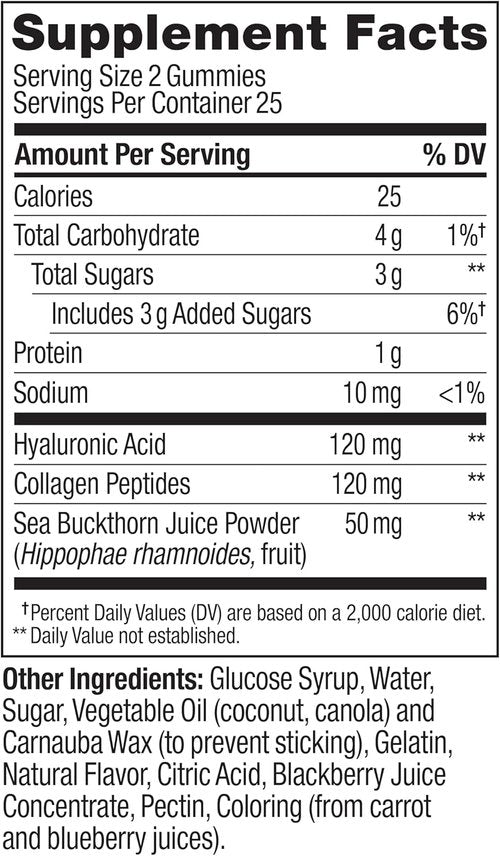 OLLY Glowing Skin Gummies - Hydrated & Youthful Skin with Hyaluronic Acid & Collagen Peptides | 50 Count