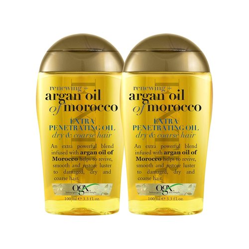 OGX Extra Strength Renewing Argan Oil Treatment - Deep Moisturizing Serum for Dry, Damaged Hair | 3.3 Fl Oz
