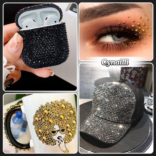 2 Boxes Gold Black Flatback Pearls and Resin Rhinestones for Crafting, 3-6 mm Jelly Rhinestones, Mixed Size Half Pearl Bedazzling Gems for Nail DIY Crafts Mugs Bottles Tumblers Clothes Makeup