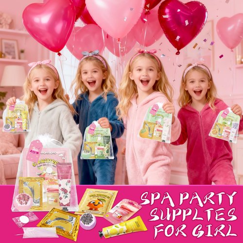 35 Pcs Spa Party Supplies for 5 – Spa Gifts for Women, Girls & Kids | Spa Set with Eye & Face Masks, Lip Balm, Hand Cream, Bath Bombs, Towels & Gift Bags | Spa Kit for Birthdays, Sleepovers, Spa Days