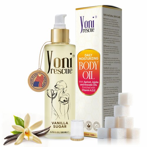 Vanilla Body Oil | Daily Skin Moisturizer with Apricot, Jojoba, Avocado & Vitamin E Oil | Hydrating & Nourishing | dry body oil for all Skin types | Anti-Aging | 6.76 oz
