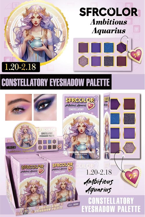 Skiennix 12-Color Zodiac Eyeshadow Palette - Highly Pigmented Matte & Metallic Shades for Professional Eye Makeup