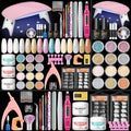 Acrylic Nail Kit for Beginners with Drill U V light, 3pc Acrylic Powder Clear/ Pink /White Set 12Pcs Glitter Powder 200Pcs Fake Tips Nail Starter Kit for Extensions DIY