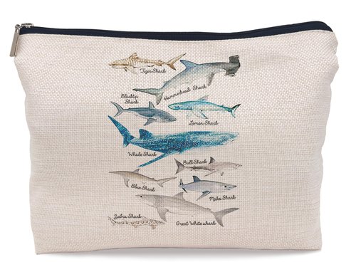 Lacosu Shark Makeup Bag,Shark Stuff,Shark Gifts For Shark Lovers，Marine Life Species Of Sharks Chart Cosmetic Makeup Bag