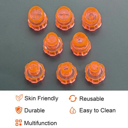 Plastic Cap Beaty Machine Spare Parts Water Peeling Tips 8pcs Per Set For Elitzia ETNS900 ETAF131T (Orange)