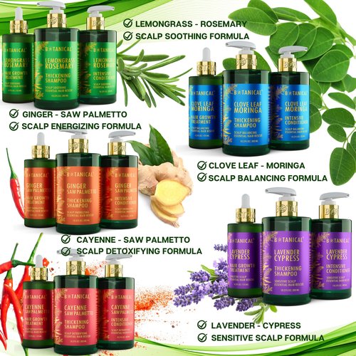 Botanical Hair Growth Cayenne Shampoo with Saw Palmetto for Hair Loss and Hair Thinning Prevention Scalp Detoxifying Natural Thickening Shampoo Regrowth Products For Women & Men 10.2 Fl Oz