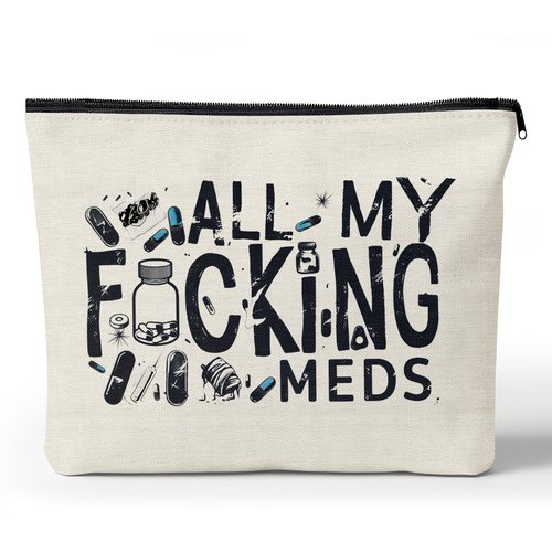GyovinnJuwanua Funny Medicine Makeup Bag - Medicine Gifts Nurse Practitioner Funny Organizer Travel Cosmetic Bag, Pill Storage Bag Full Of Drugs Toiletry Pouch with Zipper for Patient Women (MEDS-A)