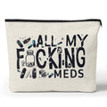 GyovinnJuwanua Funny Medicine Makeup Bag - Medicine Gifts Nurse Practitioner Funny Organizer Travel Cosmetic Bag, Pill Storage Bag Full Of Drugs Toiletry Pouch with Zipper for Patient Women (MEDS-A)