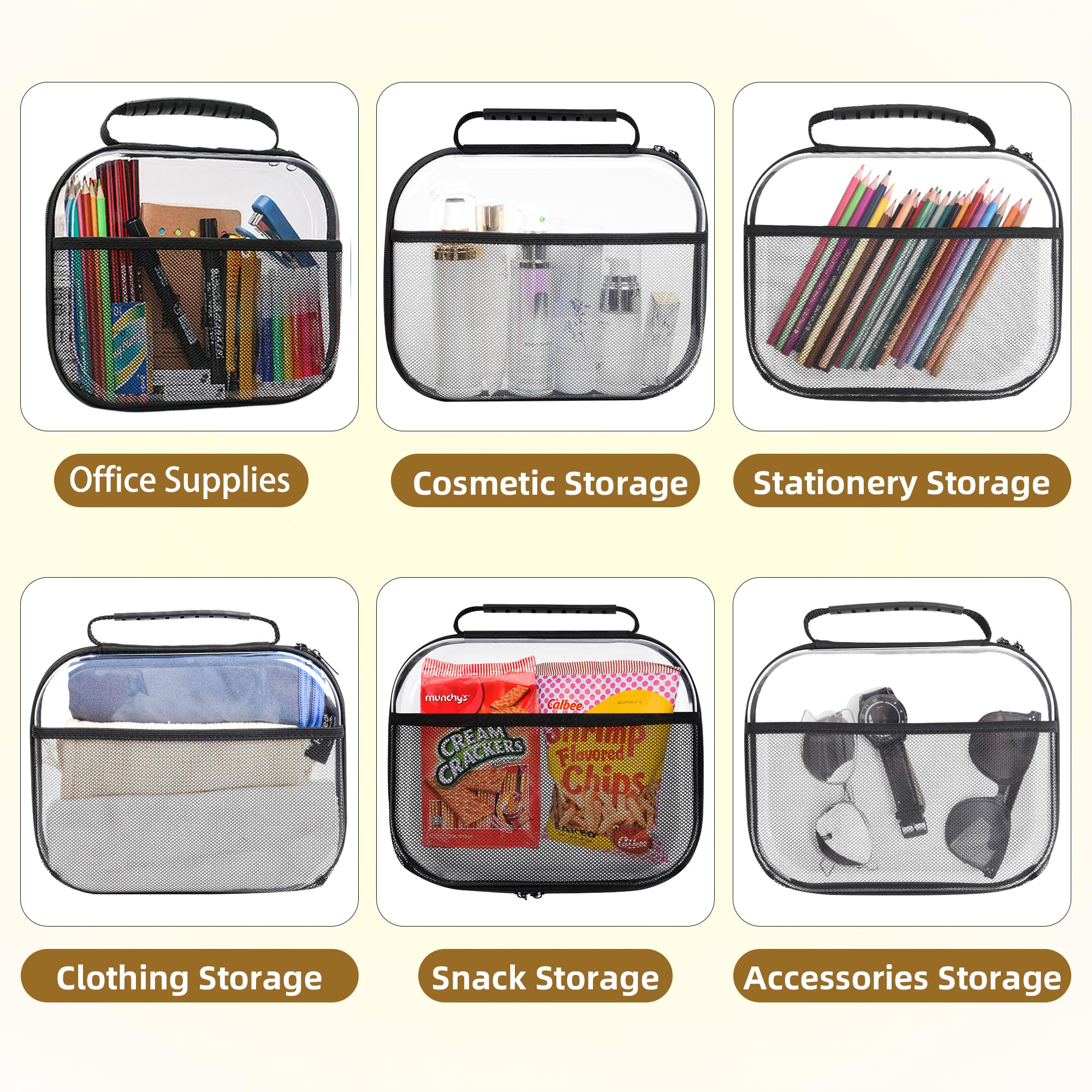 XULIONTS 3PCS Clear Hard Plastic Zipper Case, Portable Cosmetic Bag with Double Zipper, Waterproof Clear Toiletry Bag, Clear Hard Shell Zipper Case, Diaper Bag Organizing Pouches, Travel Toiletry Bag