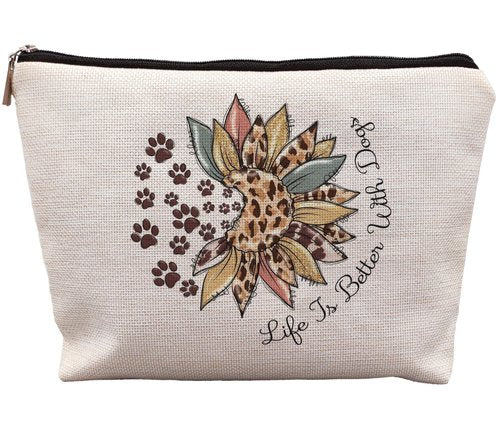 uinwk Dog Paw Makeup Bag - Animal Lovers Gift for Women: Life Is Better With Dogs