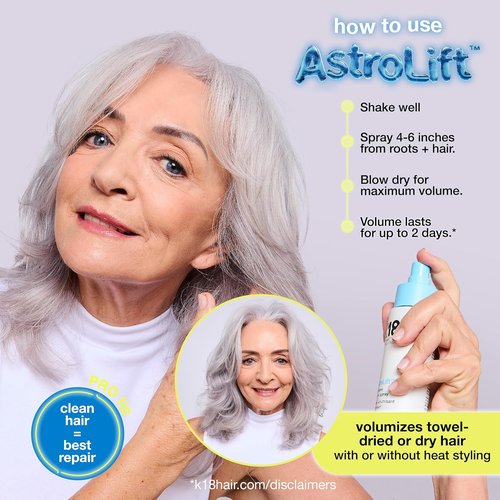 K18 AstroLift™ Volume Spray - 2-Day Hair Thickening & Hold for Fine, Fragile Hair | Non-Sticky, Humidity-Resistant