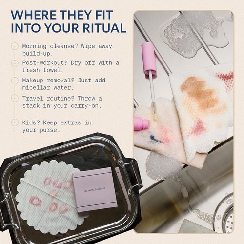 Skinny Confidential Disposable Face Towels - Silky Soft & Highly Absorbent 50 Count - Premium Rayon from Bamboo for Sensitive Skin