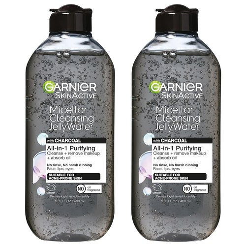 Garnier SkinActive Micellar Cleansing Jelly Water - Charcoal Purifying Formula | 2-Pack
