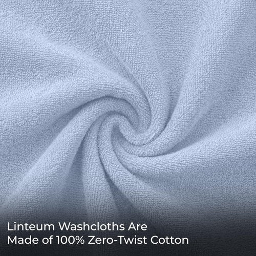 Linteum Textile Supply Premium 12x12 Washcloth (Light Blue) – 100% Cotton Zero Twist Towels | Absorbent, Quick Dry, Durable for Bathroom, Spa, Gym (12 Pack)